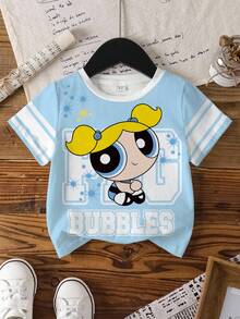THE POWERPUFF GIRLS X SHEIN 女童圆领短袖休闲百搭T恤 - 白色 - 查看 7