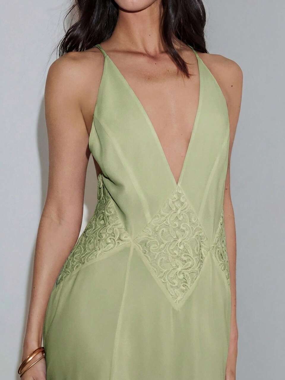 VACATION LACE PATCHWORK WAIST-CINCHED FITTED EXTRA LONG DRESS SPRING SUMMER