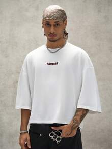 PAVTROS Men's Letter Print Round Neck Short Sleeve T-Shirt - White - View 3