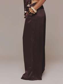 MUSERA Curve Brown Low Rise Straight Fit Pants Trousers Only Spring Summer Vacation Holiday Elegant Evening Sexy Un Roma - Olive Green - View 3