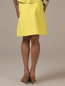 MUSERA Low Rise Button Front Midi Skirt Spring Summer Cute Cosy Cottage Core Y2k Spring Dew Casual - Yellow - View 5