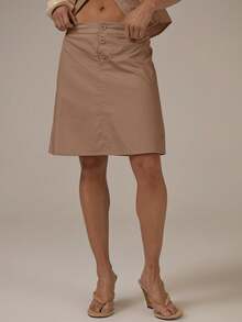 MUSERA Low Rise Button Front Midi Skirt Spring Summer Cute Cosy Cottage Core Y2k Spring Dew Casual - Brown - View 3
