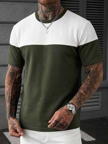 EGENSIO Men's Summer Casual Colorblock Patchwork T-Shirt - Multicolor - View 5