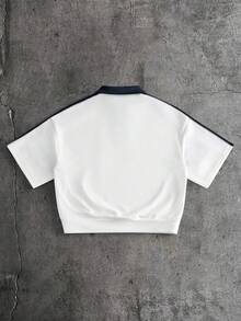 AXEPEAK 男士對比色鈕扣半開襟插肩袖長袖休閒日常POLO衫 - 彩色 - 查看 3
