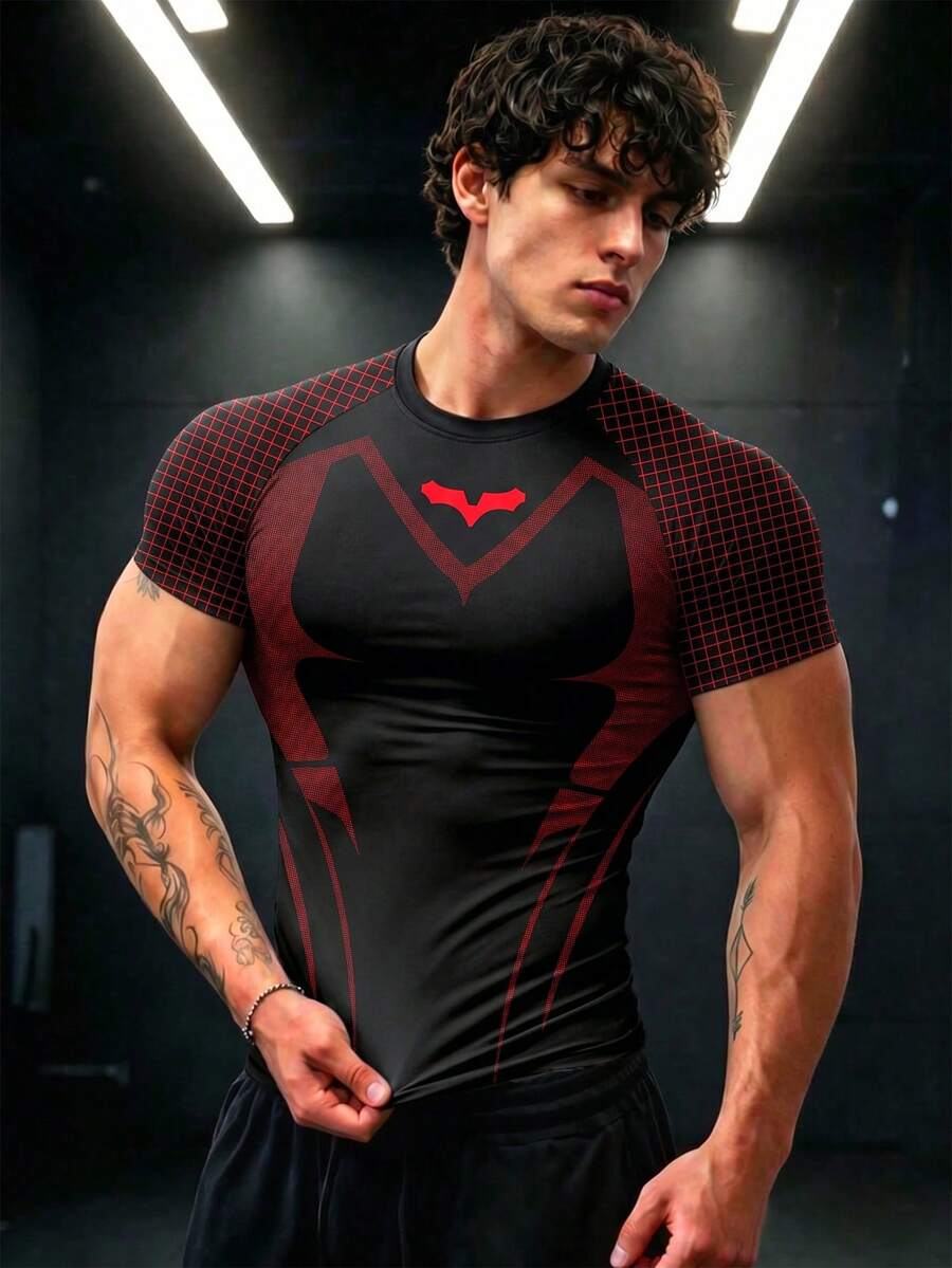 Gym Rark 男士圓領拼色休閒百搭日常旅行運動短袖T恤,健身房適用 - 彩色 - 查看 1