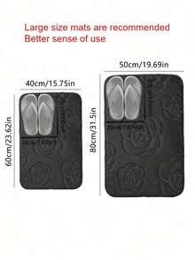 1PC Flannel Rose-Printed Floor Mat, Suitable For Daily Use And As A Valentine's Day Decoration - Black - View 9