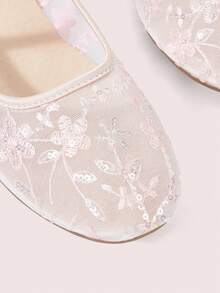 CUCCOO DOLLMOD Scarpe da donna, rosa, tomaia in pizzo e rete, punta tonda, basse, Mary Jane, tacco posteriore, dolci, carine e comode in estate - fiore rosa - Visualizzare 2