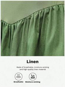 Maija Women's Summer Casual Patchwork Ruffle Hem Spaghetti Strap Mini Dress - Green - View 7