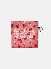 Strawberry Shortcake X SHEIN 1件時尚輕便可折疊印花托特包，購物袋，便攜式單肩包，卡片收納袋，適用旅行與購物等 - 草莓色 - 查看 6