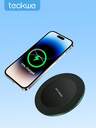 Teckwe 1Pc Universal 15W Fast Charging Abs Material Anti Slip Portable Slim Lightweight Qi Certified High Speed Charging Pad Phone Wireless Charger For Dorm Home Office Daily Use Business Travel Smartphone Accessory