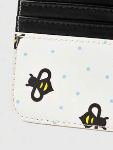 ROMWE Kawaii Honey Polka Dot Printing Multi-Layer Storage Card Bag, Push Card Storage - White Black - View 2