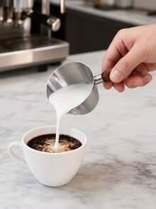 Haus Hana 1PC Stainless Steel Espresso Measuring Cup With Walnut Wood Handle, Dual Spout Coffee Shot Cup With Clear Scale, 3 Colors Small Milk Frothing Pitcher For Espresso Machine, Kitchen Baking & Home Cafe Coffee Bar Accessories - Multicolor - View 6