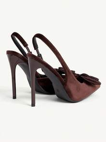 CUCCOO CHICEST Damen Schuhe Damen spitz zulaufender Stiletto brauner Wildleder Schleife stilvolle elegante sexy Dinner Party Dating Damen High Heel Schuhe Slingback Schuhe Damenschuhe - Koreanischer Samtkaffee - Übersicht 5