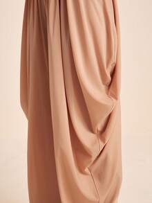 LOTSLUV Women's Summer Vacation Elegant Paris Boho Peach Chiffon Semi-Sheer Oversized Draped Cuffed Pants,Fluid Pants,Summer Trousers,Elegant Pants For Women - Khaki - View 8