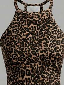 Slaydiva Women's Sexy Leopard Print Halter Neck Top For Summer - Multicolor - View 6