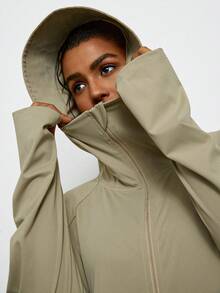 Levarali Plus Size Women's Hooded Sports Jacket, Sun Protection Outerwear, Zipper Jacket, Cropped Jacket, Sports, Fitness, Outdoor, Sunshade Fall - Light Grey - View 5