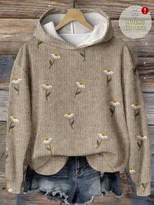 SHEIN LUNE Plus Size Women's Plus Casual Vintage Floral Print Sweatshirt, Suitable For Autumn/Winter, Vintage Fall - Multicolor - View 1