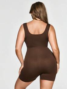 SHAPORA Women's Plus Size Seamless Tummy Control Waist Cincher Butt Lifter Leggings Bodysuit, 1pc - Coffee Brown - View 3