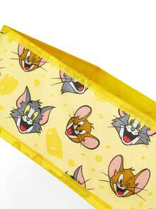 TOM & JERRY X SHEIN 1個/1套可折疊多格衣櫥收納盒，適用於內衣和襪子。防塵設計，完美適合床底、櫃頂、抽屜或作為輕便床邊收納袋。完美用於整理內衣、襪子、床上用品、折疊衣物、房間裝飾、臥室必需品和夏季衣物，友誼、起司、貓、老鼠 - 彩色 - 查看 9