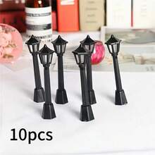 10 piezas de modelos de farolas de calle mini de resina vintage, postes de lámparas de aceite negro retro para escenas de miniaturas ferroviarias, adornos de decoración DIY para casas de muñecas, jardines de hadas, dormitorios, escritorios de oficina, regalos perfectos para Navidad y vacaciones - Multicolor - Ver 11