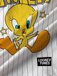 LOONEY TUNES X SHEIN 女童卡通印花短袖T恤，全印花 - 白色 - 查看 7