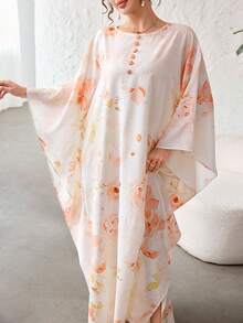 Yasveil Spring & Summer V-Neck Fashionable Romantic Vacation Style Batwing Sleeve Dress - Multicolor - View 8