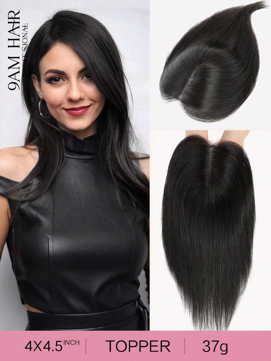 Hair Toppers For Women Real Human Hair Toppers 12 Inch Hair Topper Straight Hair Pieces For Women With Thinning Hair To Adding Hair Volume - Natural Black - View 1