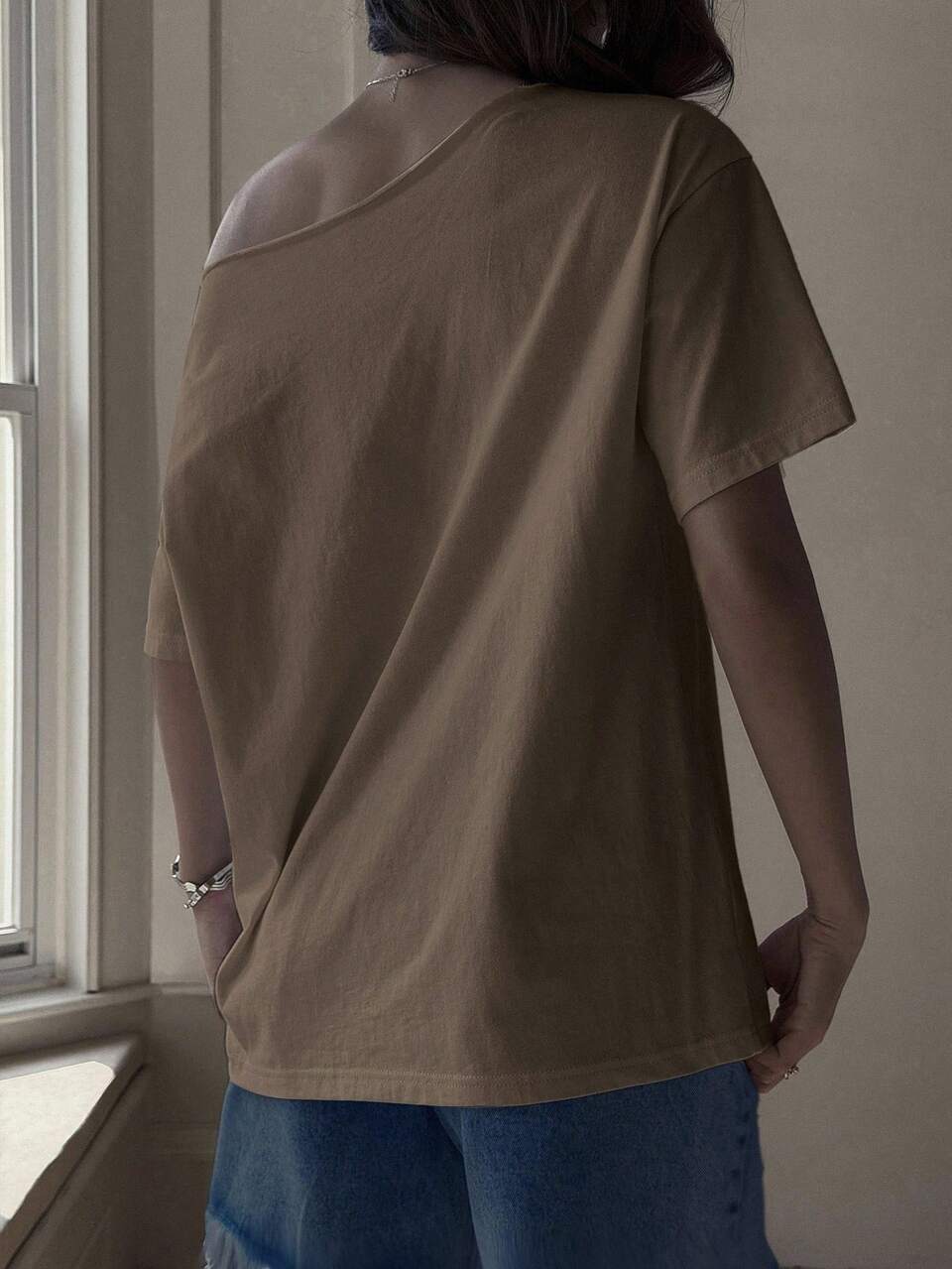Spring Summer Loose Casual Style Vacation Beach Sand Pattern Print White Women's T-Shirt Y2K
