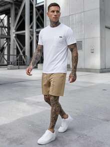 Manfinity CasualCool Men's Casual Short Sleeve T-Shirt And Shorts 2 Pieces Set, Spring/Summer, Holiday - Multicolor - View 6