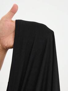 SHEIN CURVE+ تي شيرت نسائي مقاس كبير أسود فضفاض بأكمام راجلان مفرغة للصيف والحفلات الموسيقية والكاجوال وهالوين - الأسود - مشاهدة 9