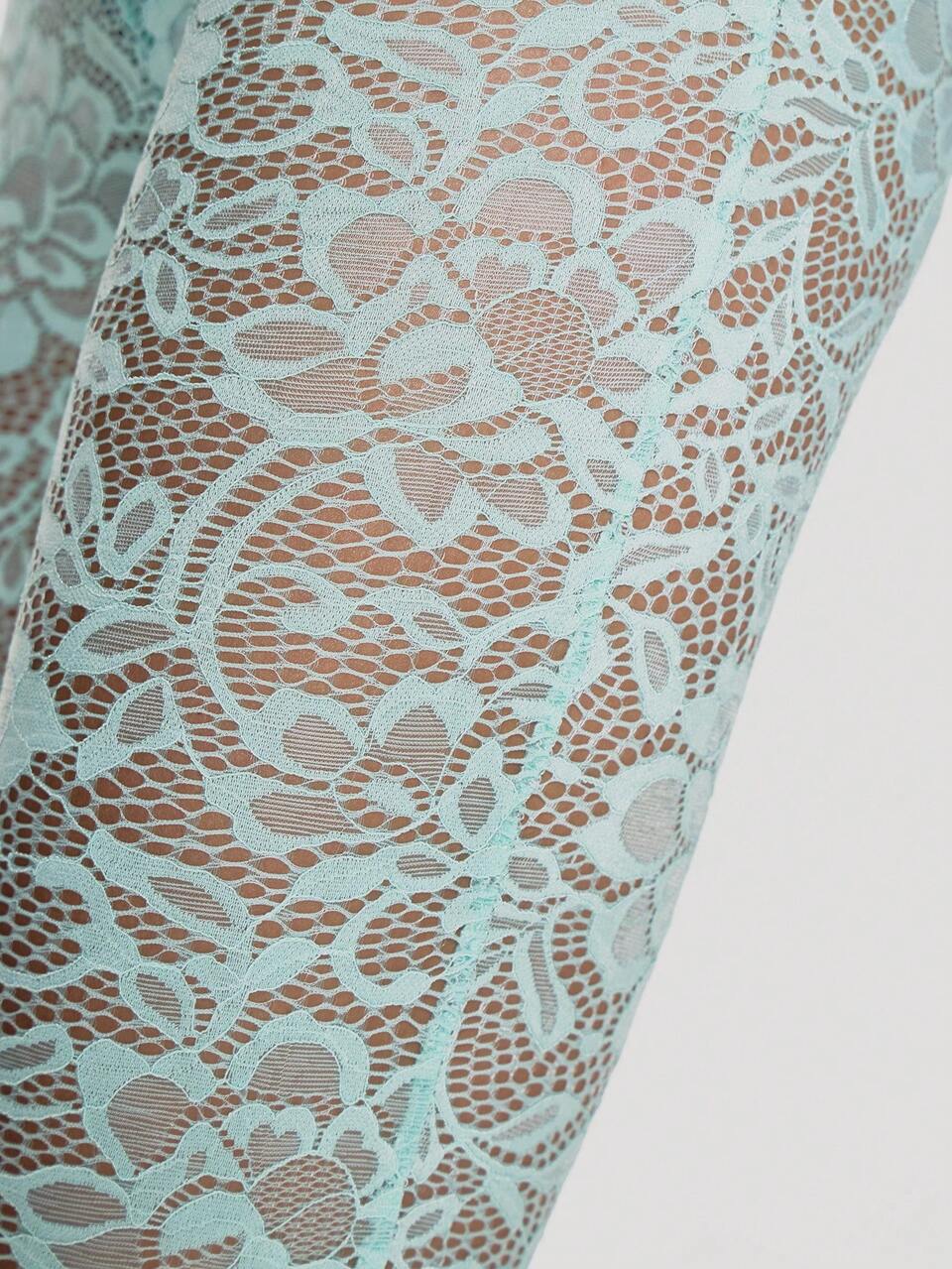 Blue Lace Mesh Capri Leggins