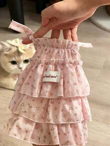PETSIN 1件层叠花卉猫咪连衣裙，防掉毛公主吊带裙，适合布偶猫幼猫夏季穿着 - 彩色 - 查看 12