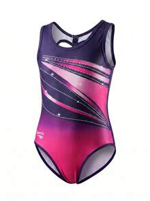 SHEIN Maillot de manga corta ajustado de cuello redondo sin espalda de color contrastante, diseñado para evitar la exposición, adecuado para deportes, gimnasia y competiciones de danza, para todas las estaciones - Azul - Ver 7