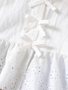 Elladie kids 女童夏季兩件套藍色無袖上衣 + 寬腿褲套裝，女童夏季必備！穿著清爽，適合兒童細嫩肌膚。無袖圓領上衣簡約優雅，下擺鏤空刺繡設計，展現甜美優雅；寬腿褲版型寬鬆飄逸，一套可應對日常上學、公園玩耍等多種場景 - 彩色 - 查看 4