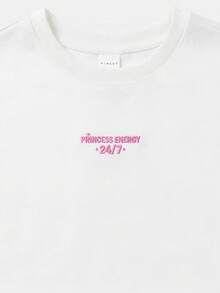 SUMWON Oversized Prinzessin Energie 24/7 weißes Crop Top und Shorts Co-Ord Set für Mädchen Casual Sommer Outfit - Weiss - Übersicht 3