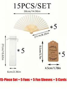 3/15/30/60Pcs Blank White Paper Hand Fan Set, Bamboo Ribs Folding Hand Fans With Organza Gift Bags & Thank You Tags, DIY Blank Foldable Paper Fans For Wedding Party Favors, Bridal Shower, Summer Outdoor Events, Guest Souvenirs, Painting & Craft Decor - multicolor - View 11