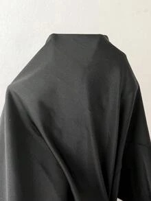 SHEIN PETITE Solid Zip Up Sports Jacket With Thumb Holes - Black - View 9