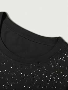 Lornexis Men's Silver Foil Letter Print T-Shirt And Shorts Set, Holiday - Black - View 4