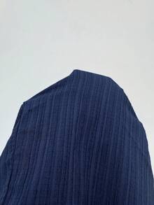 SHEIN CURVE+ Plus Size Women's Vacation Casual Striped Ruffle Hem Shirt - Blue - View 10