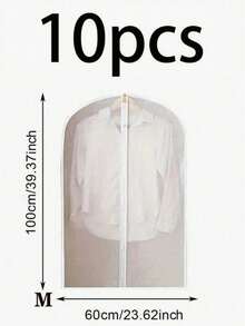 1-5pcs Clothes Garment Cover Bags, Semi-Transparent Suit Cover Protectors, Storage Dust Bags - White - View 11