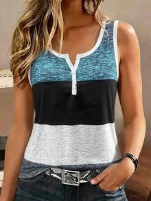 EMERY ROSE Camiseta de tirantes con estampado de palmeras para mujer - Multicolor - Ver 6