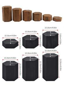 Cirelle 1Set Hexagonal Wooden Tiered Display Stand, Solid Wood With Natural Grain Texture, Staggered Layered Platforms For Figurines, Perfume And Small Trinkets, Multi-Height Storage Rack For Desktop Collectible, Vanity And Tabletop Ornament Arrangement. - multicolor - View 16
