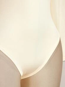 SHEIN ICON Plus Size Mesh Patchwork Y2K Sexy Bodysuit - Apricot - View 7