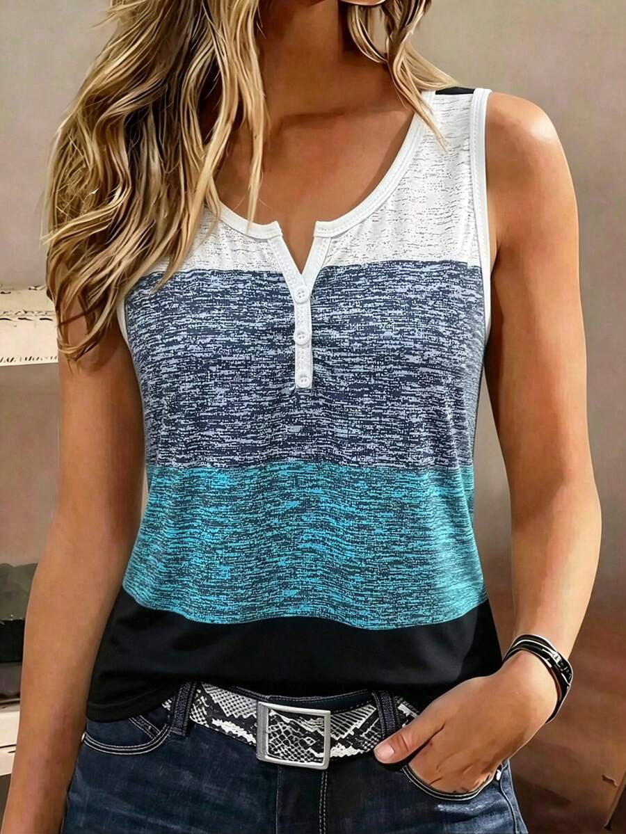 EMERY ROSE Camiseta de tirantes con estampado de palmeras para mujer - Multicolor - Ver 1