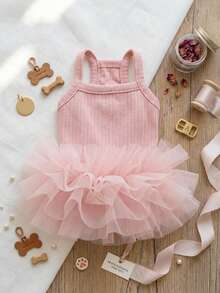 PETSIN 1PC Spring Summer Tulle Puff Princess Dress, Cool Suspender Skirt For Dogs Cats Teddy Pomeranian - Pink - View 1