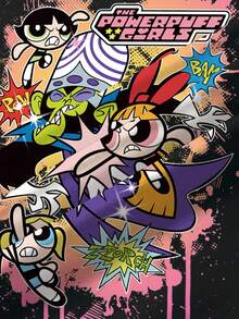 THE POWERPUFF GIRLS X SHEIN 少女休闲卡通印花T恤，夏季 - 白色 - 查看 7
