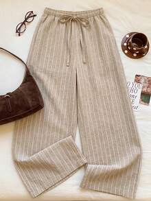 Comfortcana Pantalones casuales de cintura baja y pierna recta para mujer, pantalones a rayas, ropa de verano, uso al aire libre, casual, vacaciones, ir al trabajo, vacaciones, ropa de playa, estilo callejero, adecuado para uso diario, citas, fiestas, otoño/invierno/primavera/verano, Navidad, Año Nuevo, Acción de Gracias, fiestas, bodas, playa, ceremonia de graduación, moda, elegante, casual - Multicolor - View 5
