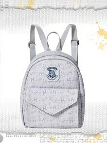 Harry Potter | ROMWE Harry Potter Retro Ladies Fashion Backpack, Lightweight Mini Durable Compact Backpack, Suitable For Back To School And Travel - Grey 1 - View 5