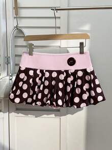 Elamini Flower Bud Design Sweet Minimalist Sexy Built-In Lining Anti-Exposure Summer Women's Pink Brown Skirt - Multicolor - View 3