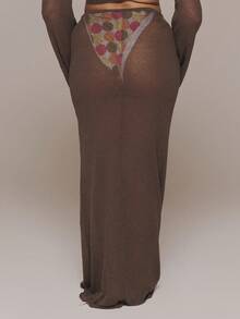 MUSERA Curve Black Maxi Dress Beach Cover Up - Brown - View 4